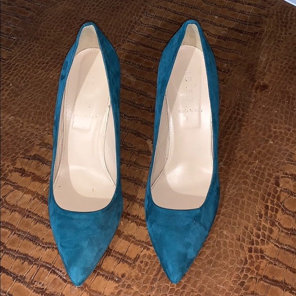 J. Crew Shoes - J Crew Green Suede Heels Size 9.5